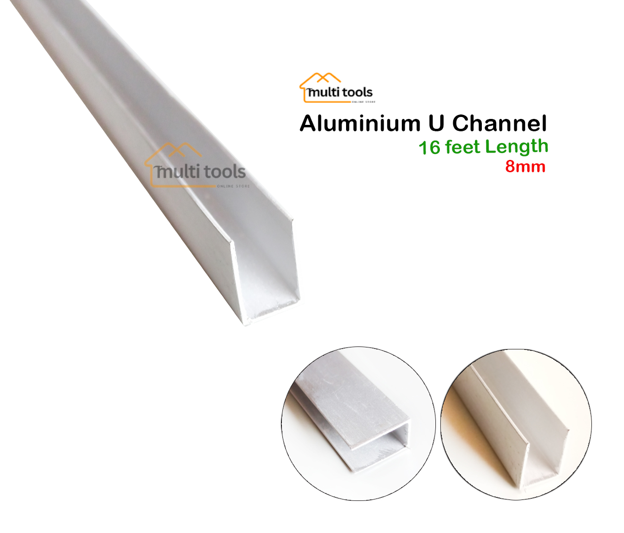 8mm X16 Feet U Channel Aluminum